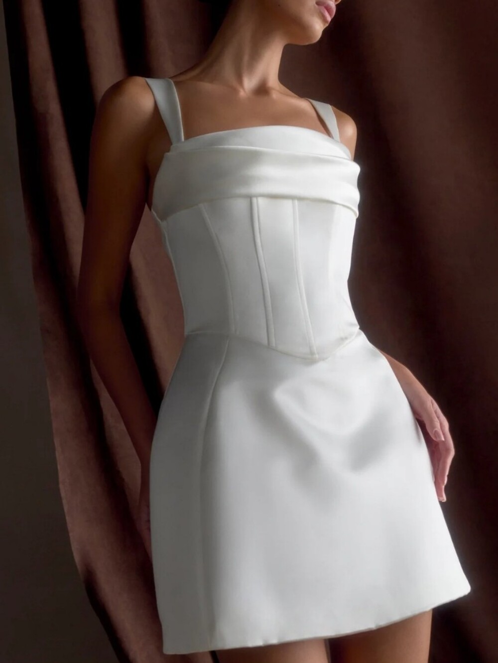 Meshki Isabel Satin Corset Mini Dress White Size S
